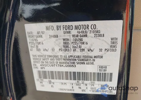 2008 Mercury Mariner Premier z USA, uszkodzony, nr VIN 4M2CU97178KJ20053